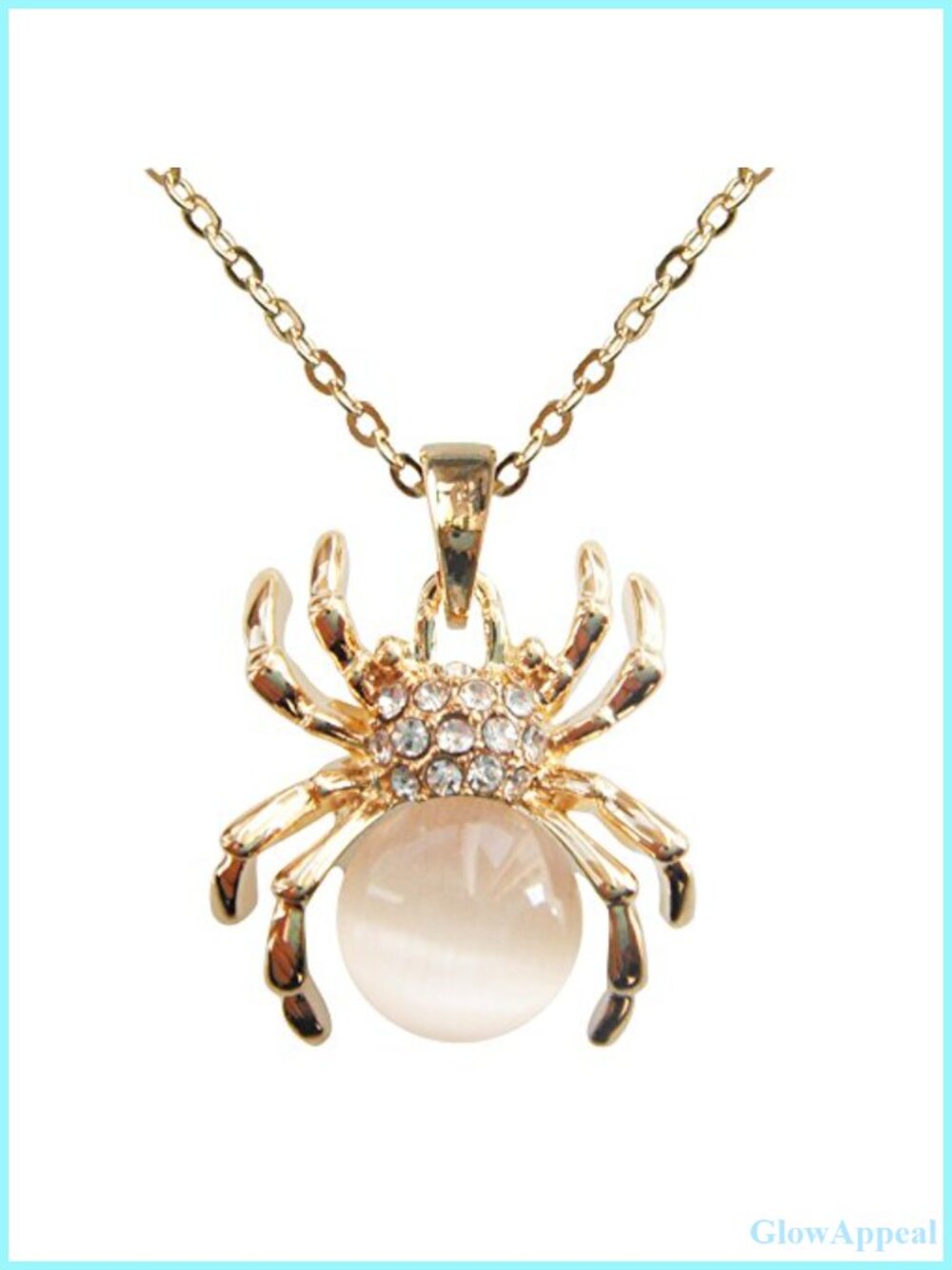 18k Gold Plated Opal Crystal Spider Pendant Necklace 16+2 inch